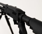 Ruger 1022 chassis with buffer tube style, with AR style grip. Black anodize finish, mlok slots for multiple attachments